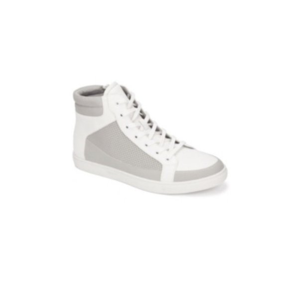 UNLISTED KENNETH COLE Men's Stand High Top Sneaker -White, Light Gray Size 8 NIB - Picture 1 of 2